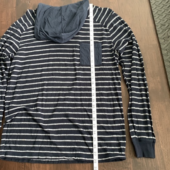 SHAUN WHITE HOODIE LONG SLEEVES STRIPES POCKET BLUE WHITE - Picture 3 of 5